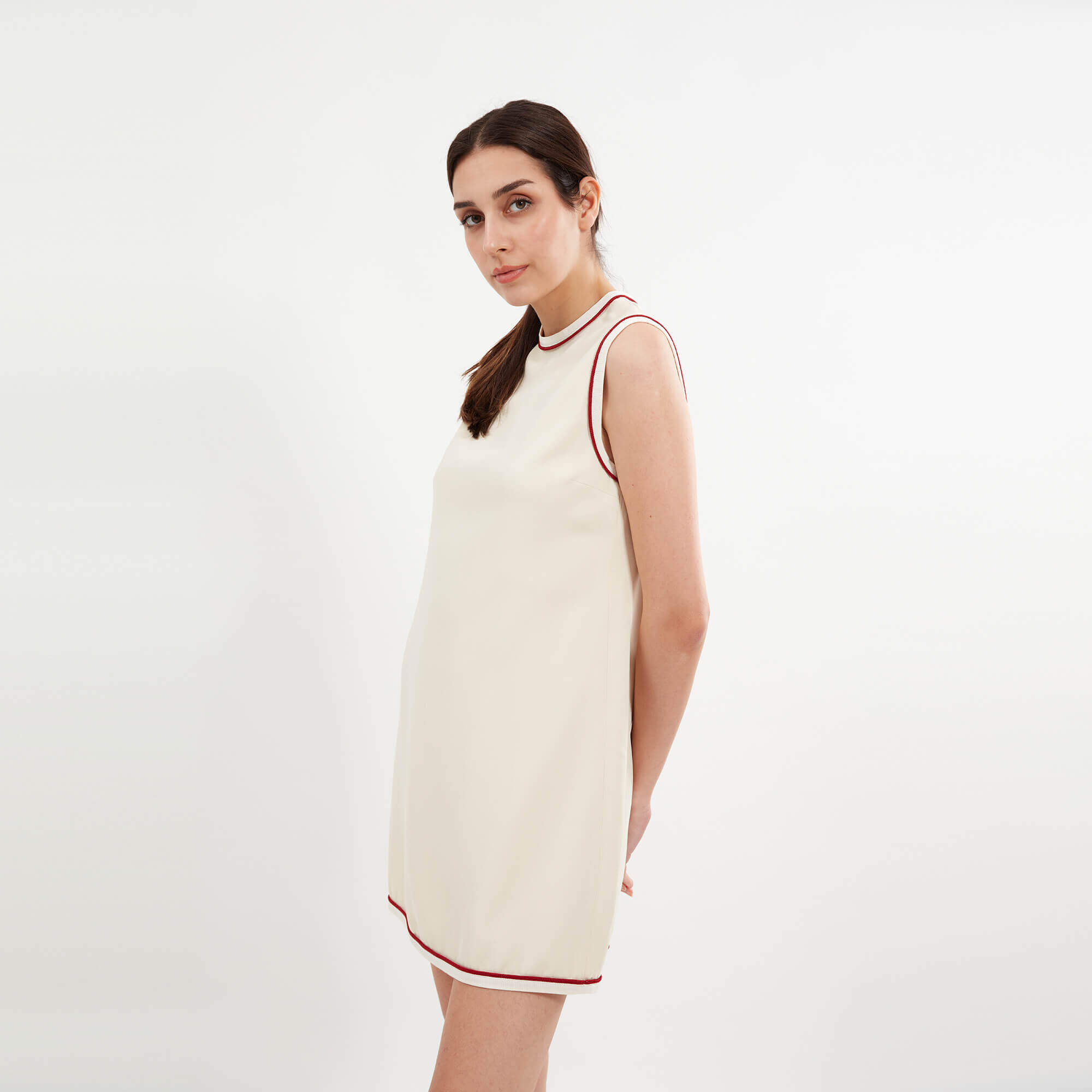 Gucci - Creme Viscose White Trim Tunic Top